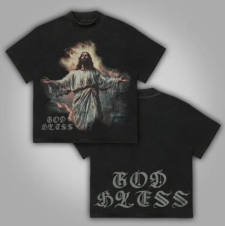 God Bless Faith Vintage Graphics Cotton T-Shirt