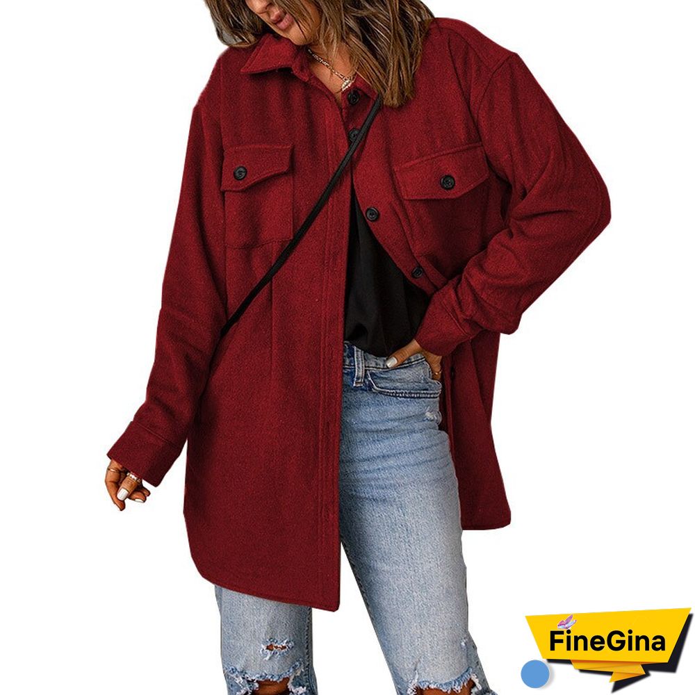Fashion Corduroy Coat Women's Winter New Solid Color Single-breasted Casual Lapel Woolen Coat Women