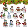 (US Local)12pcs Christmas Snowman Diamond Painting Keychains Kit DIY Diamond Art Charms