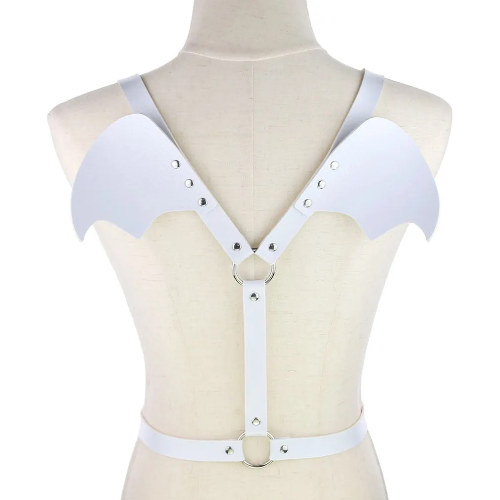2020 New Gothic Leather Retro Medieval Renaissance Angel Demon Wings 4 Color Cosplay Accessories Harness Top Tie Punk Body Belt