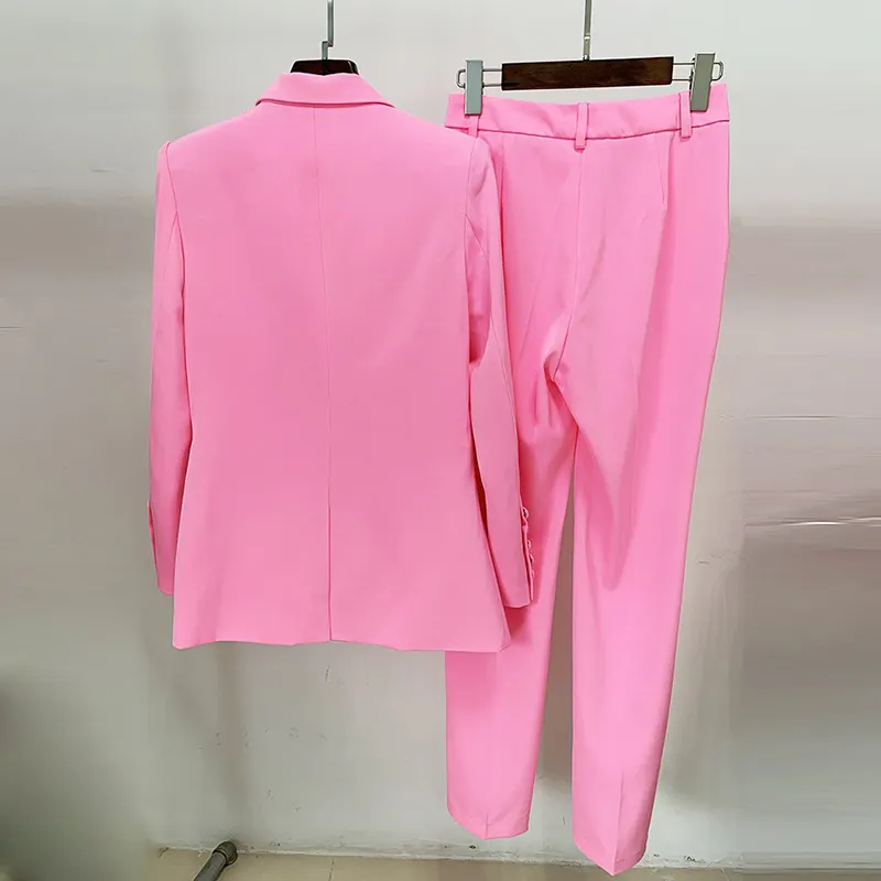Nigikala Nigikala Star Professional Fashion Fashion A Buckle Button Long Suit + Small Trousers Set Two Sets