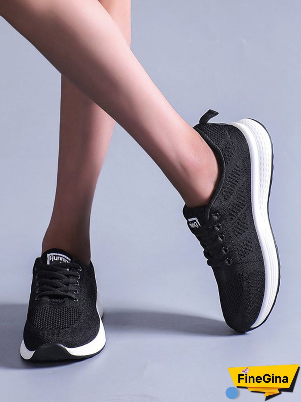 Contrasting Solid Color Breathable Mesh Casual Sneakers