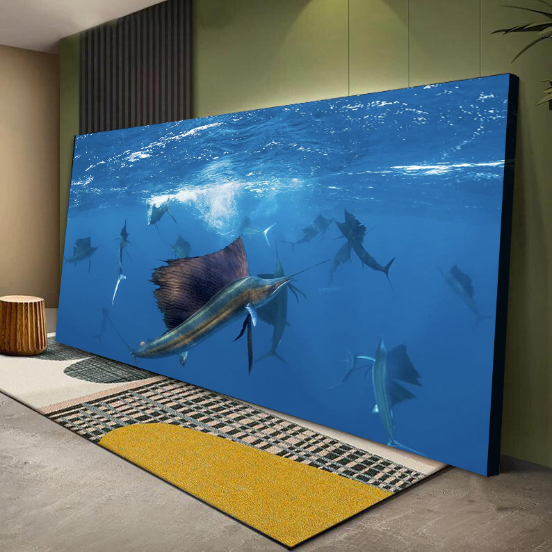 Seascape view of marlin head fish Canvas Wall Art