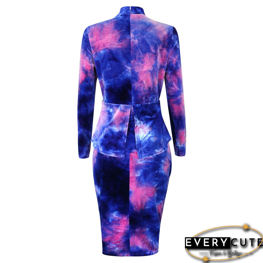 Pink Korea Velvet Bowknot Detail Plus Size Dress