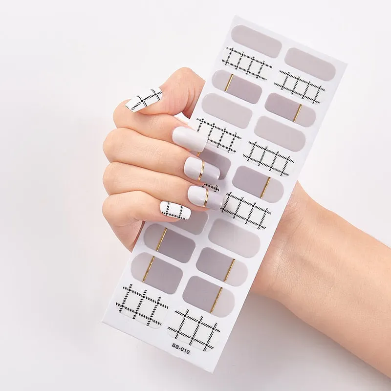 22 Tips/Sheet Solid And Shivering Patterned Nails Nail Wraps DIY Self Adhesive Nail Art Stickers 2020 Designer Nail Decals