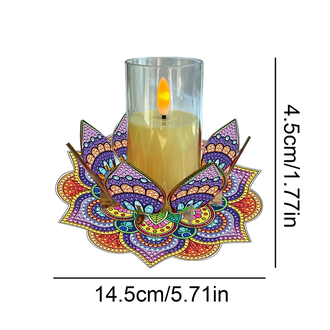 Mandala Lotus-D Acrylic DIY Diamond Painting Candle Holders Without Candles Crystal Painting Tealight Candle Stand Table Centerpiece for Adults Beginners Home Party Decor