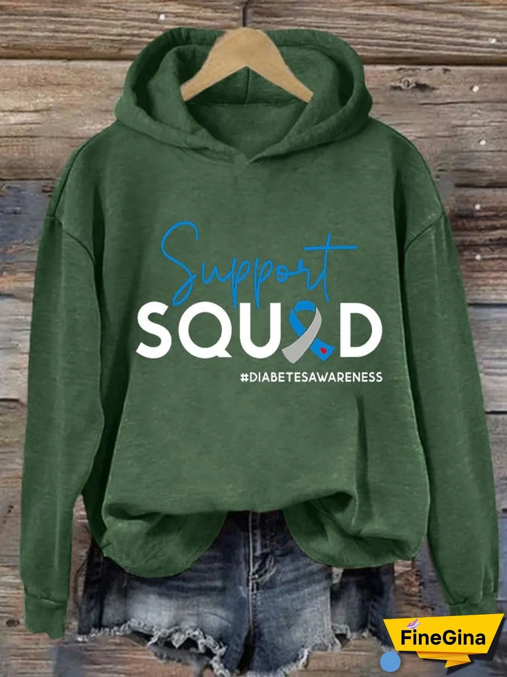 Women's Casual Diabetes Awareness Printed Long Sleeve Sweatshirt