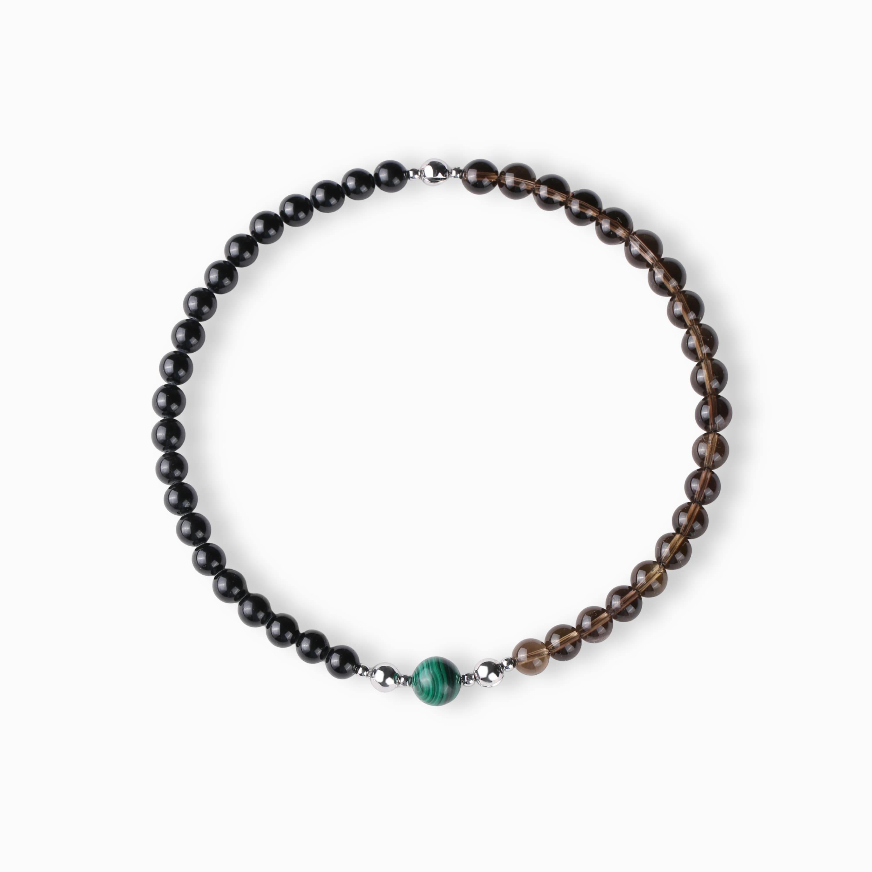 Smoky Quartz Black Obsidian Magnetic Necklace Set with modular magnetic styling, product view