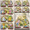2pcs/set DIY Special Shape Diamond Painting Easter Bunny Egg Wooden Desk Ornament Craft Decor Kit
