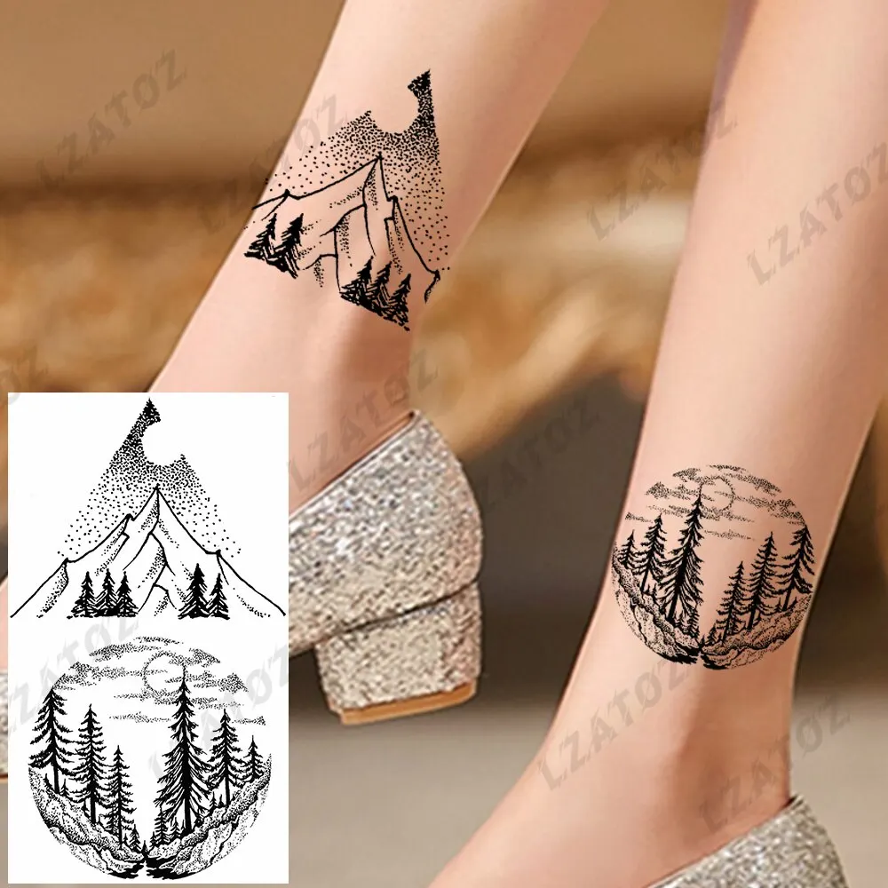 Sdrawing Rose Flower Temporary Tattoos For Woman Adults Realistic Compass Cross Fake Tatoos Sexy Waterproof Hand Tattoo Sticker