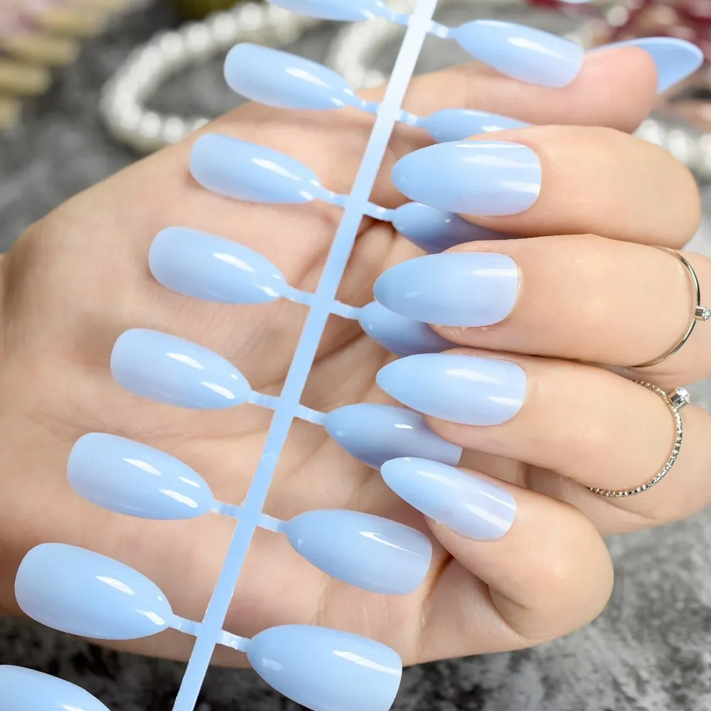 True Color Fashion Fake Nails Jujube Dark Red Stiletto Press On Nails DIY Manicure Tips Full Wrap Many colors 24pcs/kit-Nail Inspo