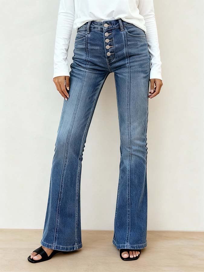 Women'S Casual All-Match Washed Denim Trousers 