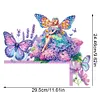 (US Local)Butterfly Girl Flowers 5D DIY Wooden Diamond Painting Door Topper (Right)
