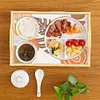 DIY Diamond Painting Wooden Tray Food Tray  with Folding Legs Living Room Decoration Donut Wooden Tray Kit(Abstract Leaf)