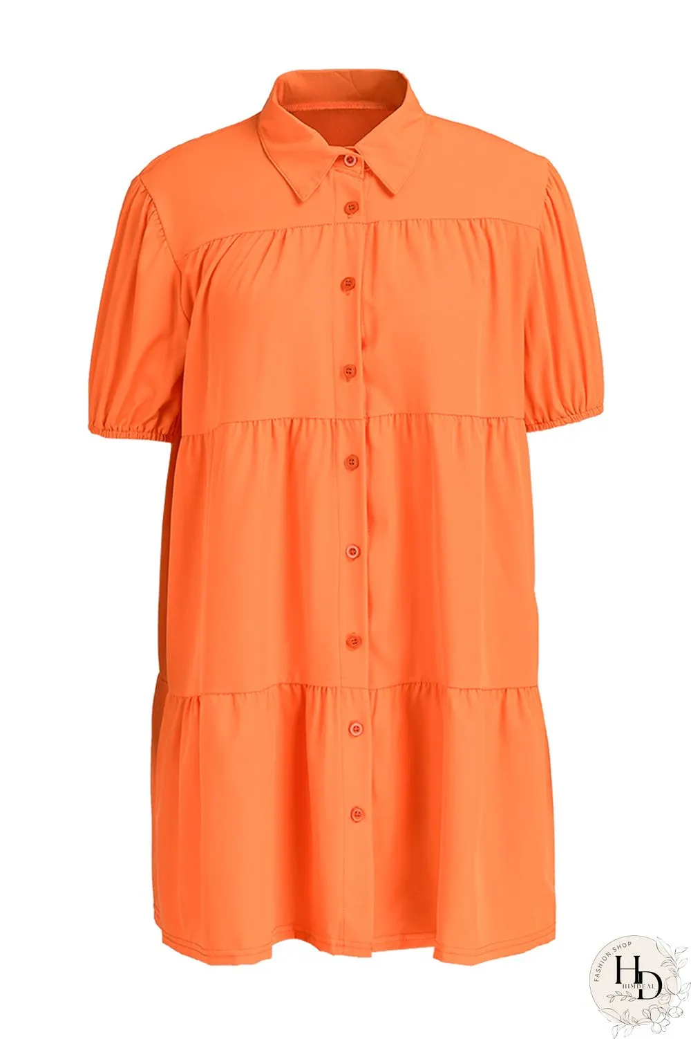 Black Fashion Casual Solid Basic Turndown Collar Short Sleeve Dress