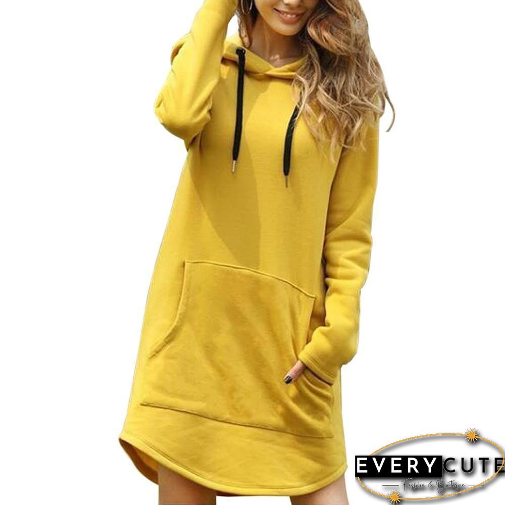 SHUJIN Vintage Women Spring Dress Hooded Long Sleeve Loose Casual 3XL Plus Size Dress Retro Ladies Pocket Tube Midi Dresses