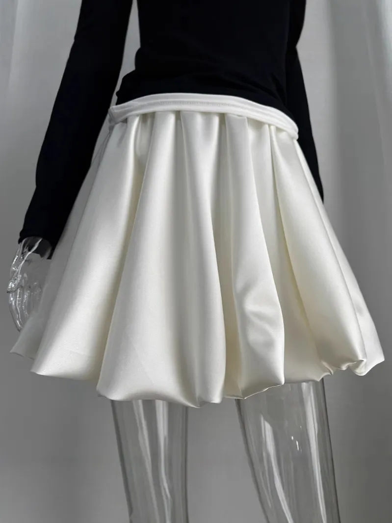 Billionm Billionm Spring And Summer New Linden Skirt Y2k Elegant Bright Face Folding Tuk Tuk Tuks Half-Dress Skirt In Wind