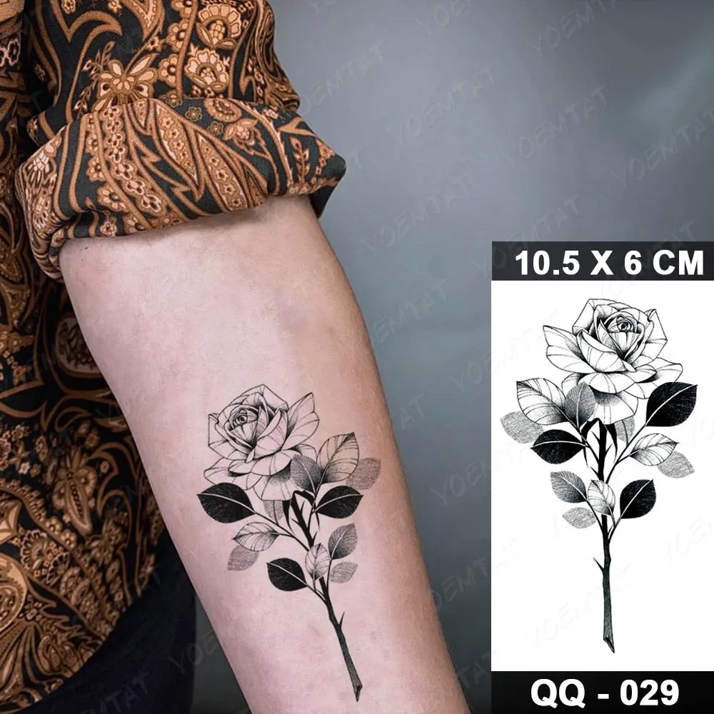 Waterproof Temporary Tattoo Sticker Small Lines Flowers Flash Tatoo Geometry Hand Arm Wrist Fake Tatto For Body Art Women Child