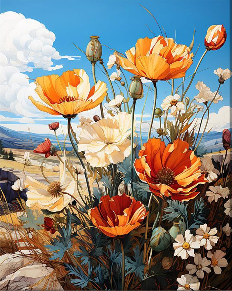 Sky and flower - Paint by Numbers - 16"x20"/40*50cm