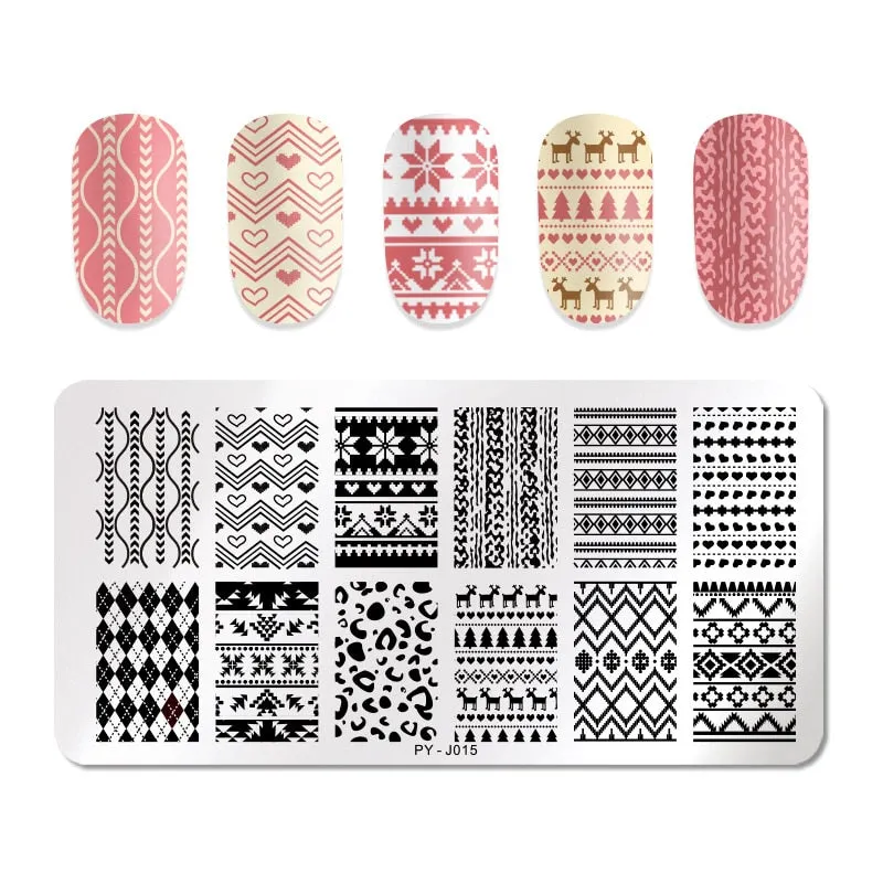 PICT YOU Nail Stamping Plates Snow Winter Nail Art Stamp Template idea nail Image Plate Stainless Steel Stencil Tools-Nail Inspo