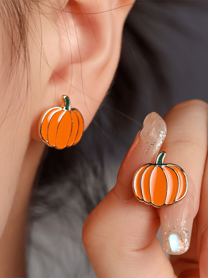 Halloween Pumpkin Element Earrings 