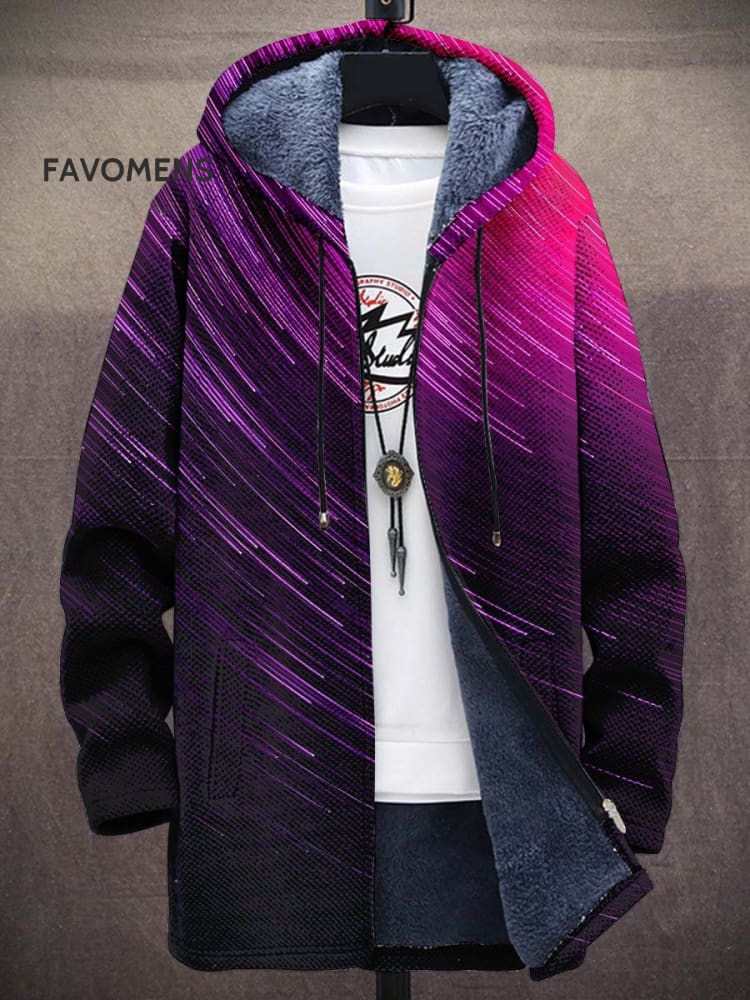 Men&rsquo;s Art Gradient Plush Thick Long-Sleeved Sweater Coat Cardigan Colorful / M