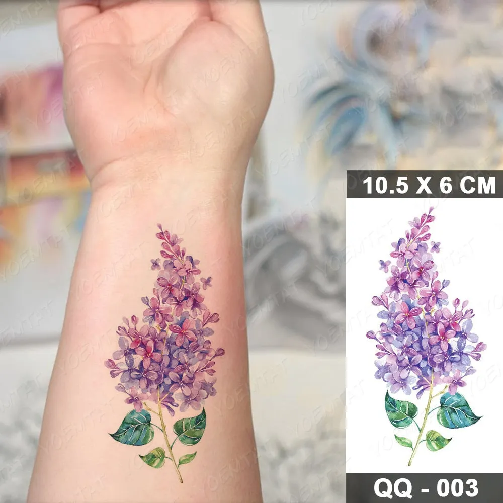 Waterproof Temporary Tattoo Sticker Small Lines Flowers Flash Tatoo Geometry Hand Arm Wrist Fake Tatto For Body Art Women Child