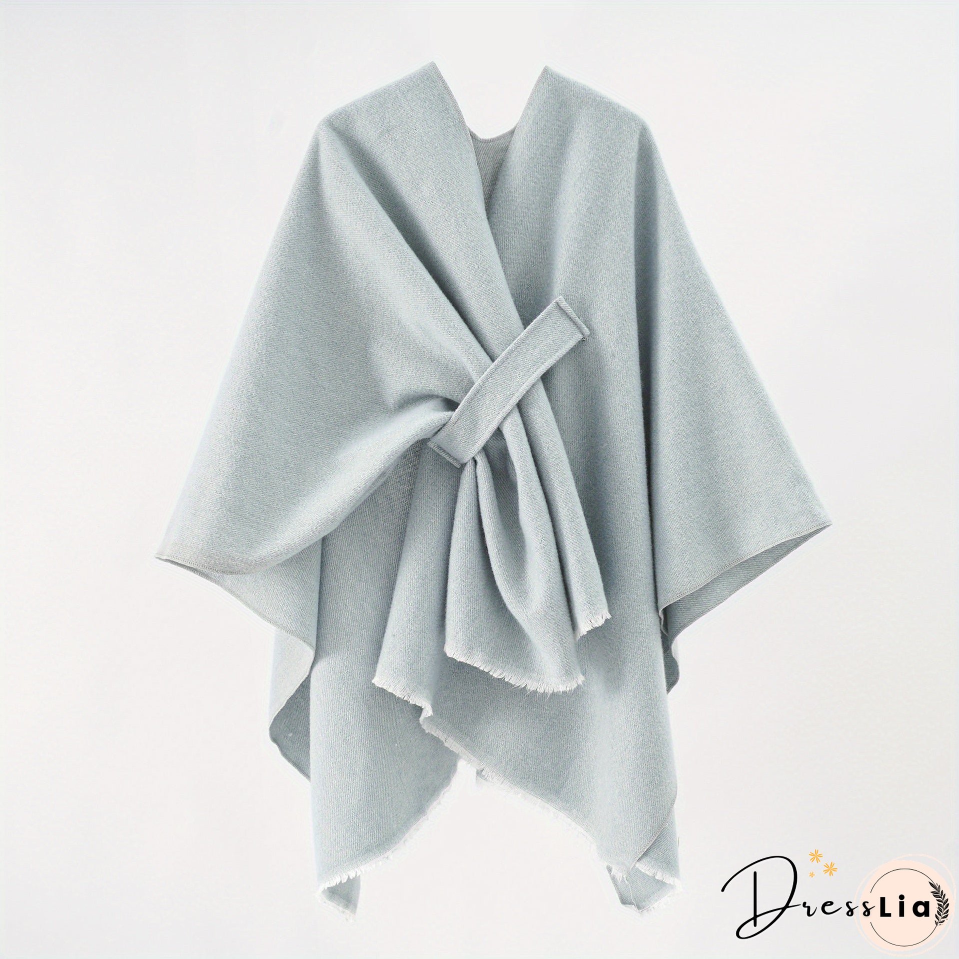Solid Color Comfortable Shawl With Sleeves, Multifunctional Outdoor Windproof And Coldproof Cloak