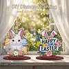 2pcs/set DIY Special Shape Diamond Painting Easter Bunny Egg Wooden Desk Ornament Craft Decor Kit