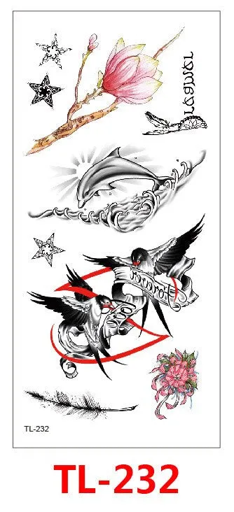 Waterproof Temporary Tattoo Sticker Mermaids Animals Flowers Designs Tattoos Body Art Arm Fake Tatoo Women Men