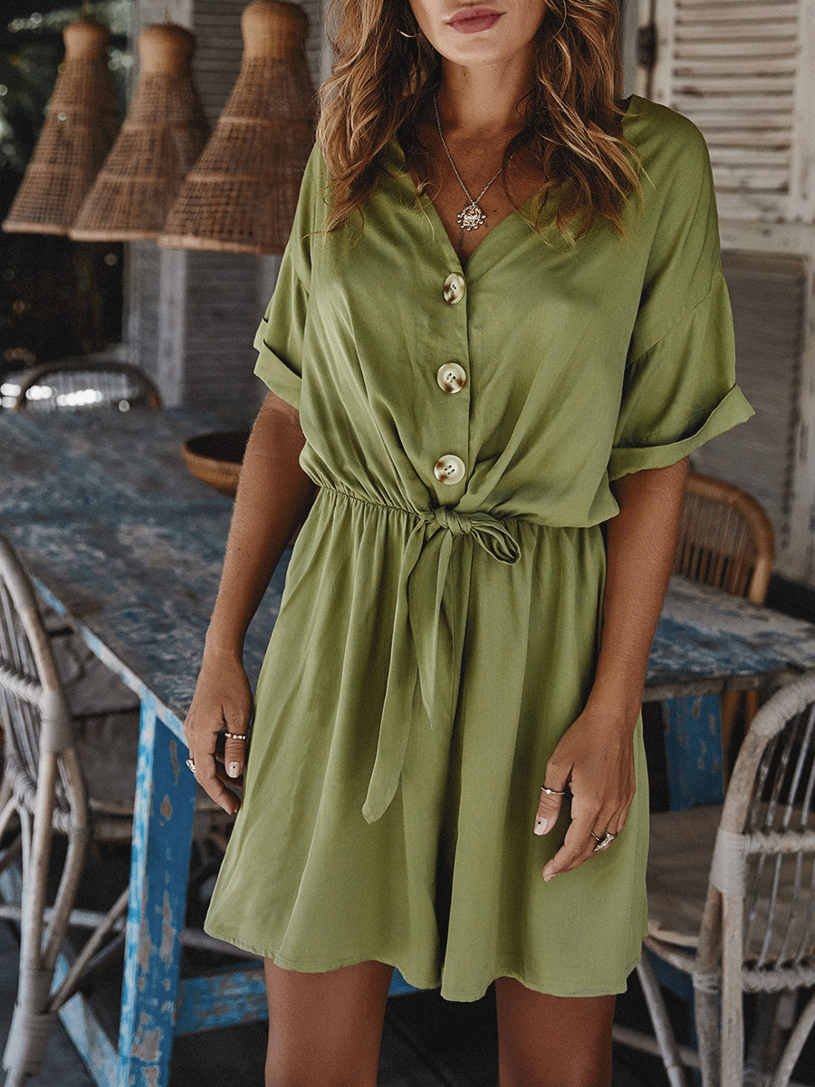 Pure color sexy jumpsuit