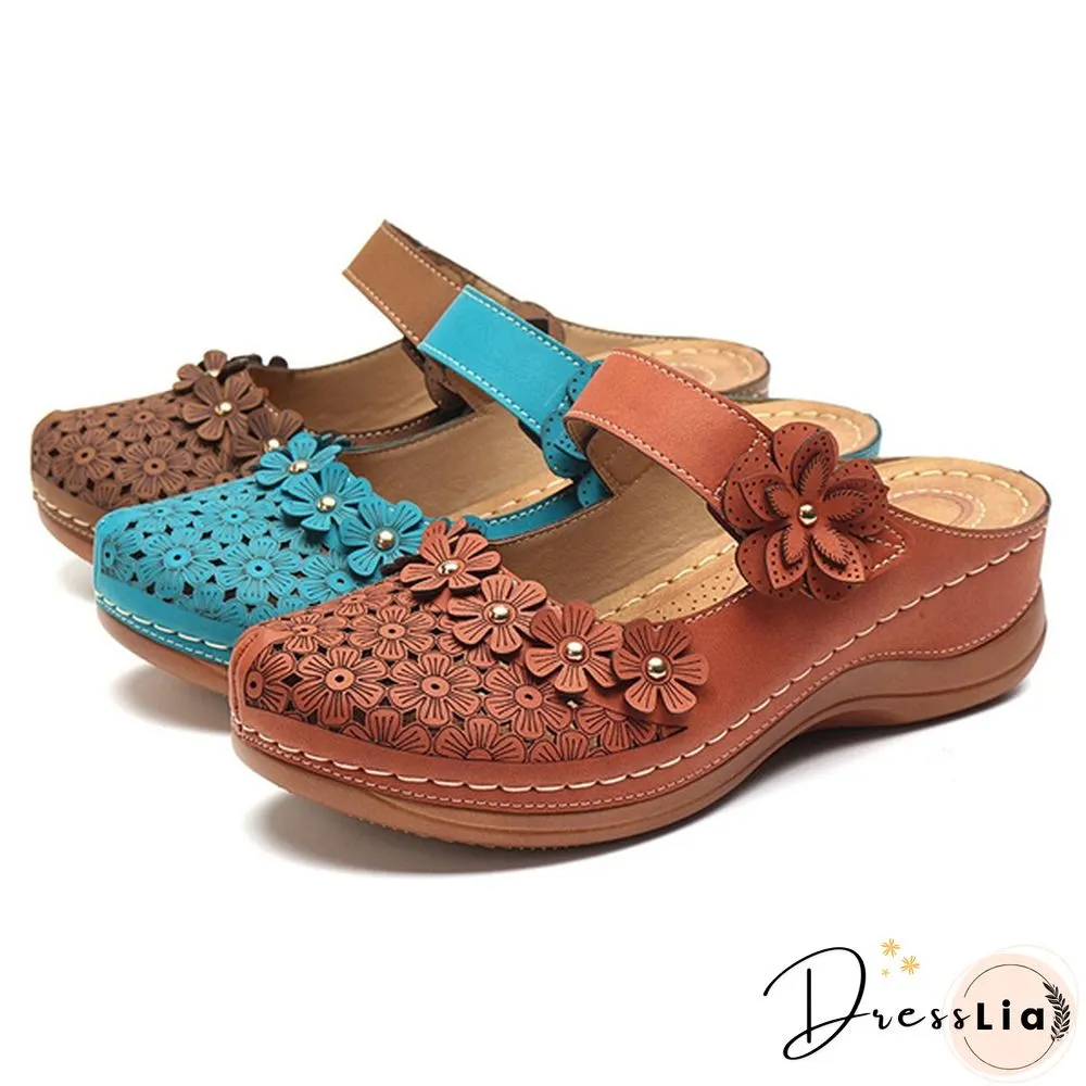 Women Vintage Style Sandals Flats Shoes Summer Casual Shoes Retro Shoes for Women Leather Shoes