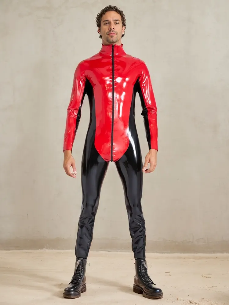 Men Latex Catsuits Blazing Black