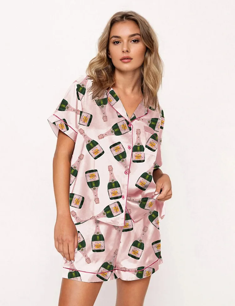Drinking Bottles Pink Pajama Set