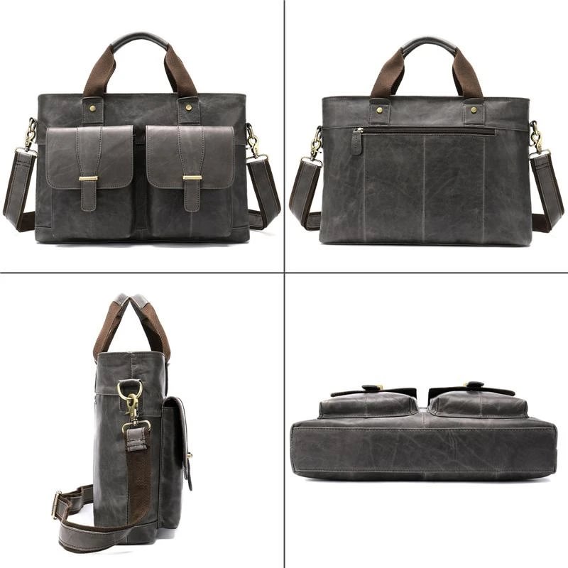 Large Capacity Vintage Leather Casual Business Briefcase