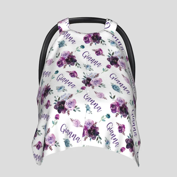 Personalized Baby Purple Flower Car Seat Canopy for Comfort & Unique| C21