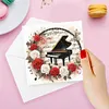 (US Local)6PCS DIY Piano Flower Diamond Art Greeting Cards Congratulations Cards & Gifts