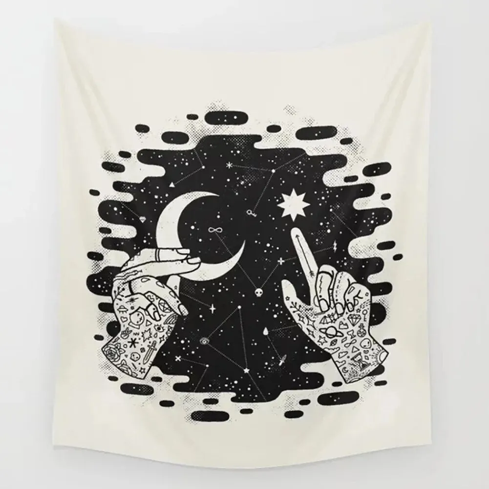 Tarot Tapestry Boho Tapestry Wall Hanging Moon Phase Magic Hand Tapestries Bedroom Decor Bedspread Cover Sun Moon Wall Decor