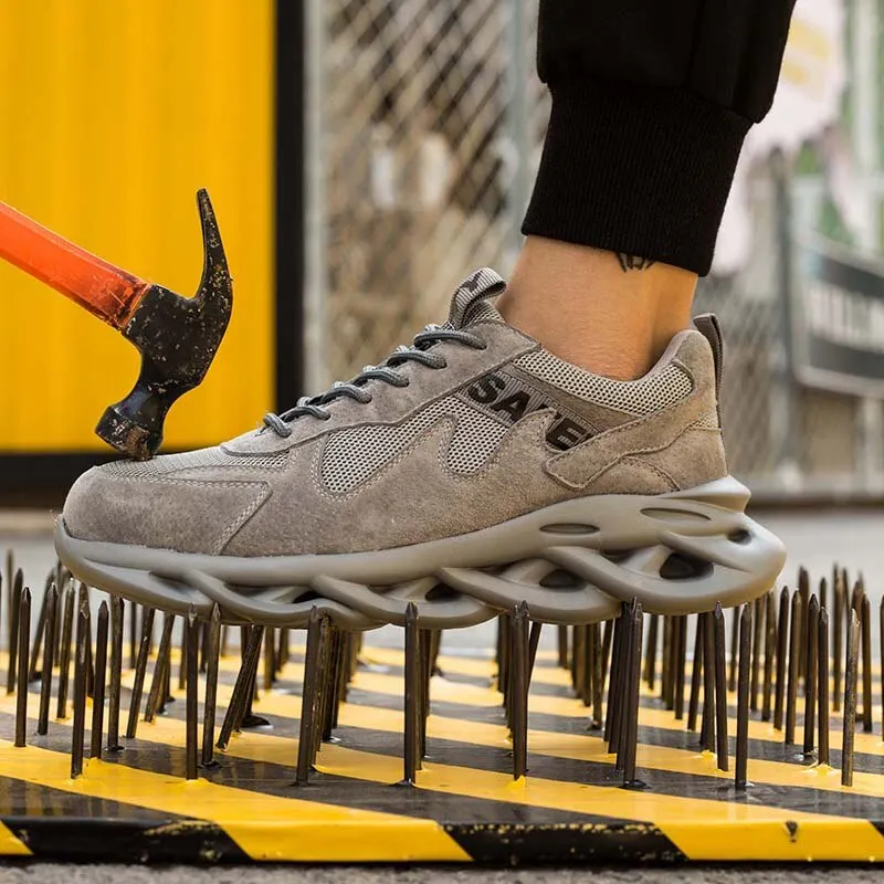 Safety Work Shoes With Steel Toe Cap Rubber Outsole Puncture-Proof Boots Outdoor Lightweight Oil Resistance Cushion Sneakers