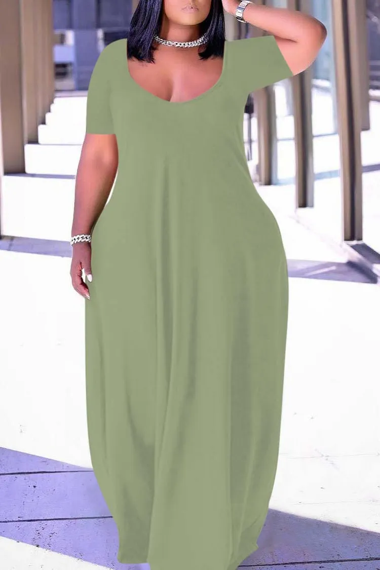 Xpluswear Plus Size Casual Burgundy Short Sleeves Solid Cocoon Summer Sun Maxi Dress 2024 - Xpluswear