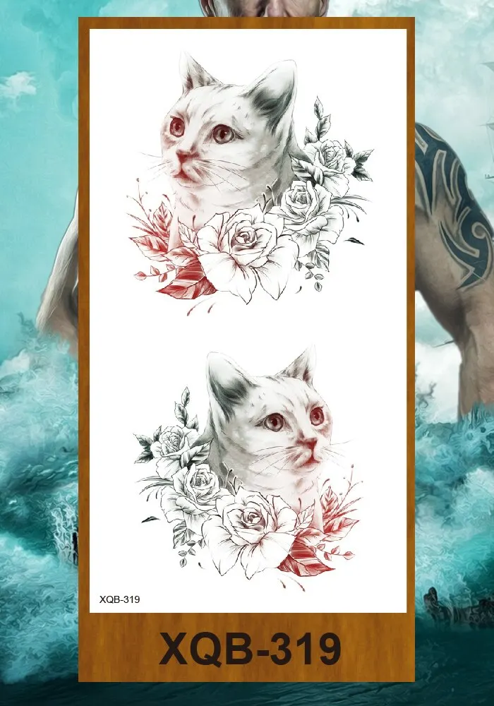 Temporary Tattoos Stickers Woman Arm Neck Chest Fake Necklace Tattos Girl Flower Cute Pussy Cat Body Makeup Waterproof Serpenti