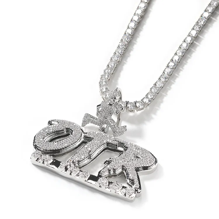 Iced OTR Letters Pendants Necklaces Hip Hop Bling For Men
