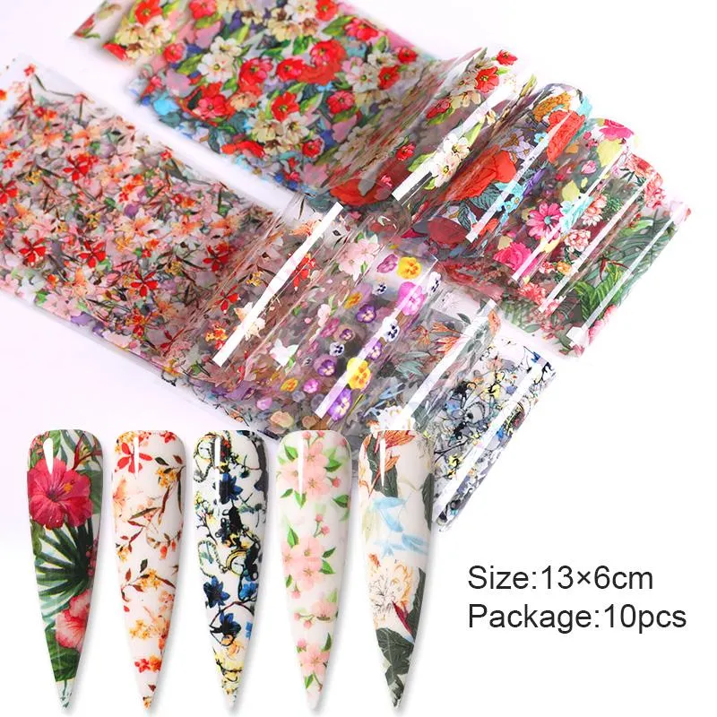 10Pcs/Bag Nail Art Transfer Foil Sticker Abstract Image Blue French Tip Wraps Adhesive Decals Nails Decoration Accessories-Nail Inspo