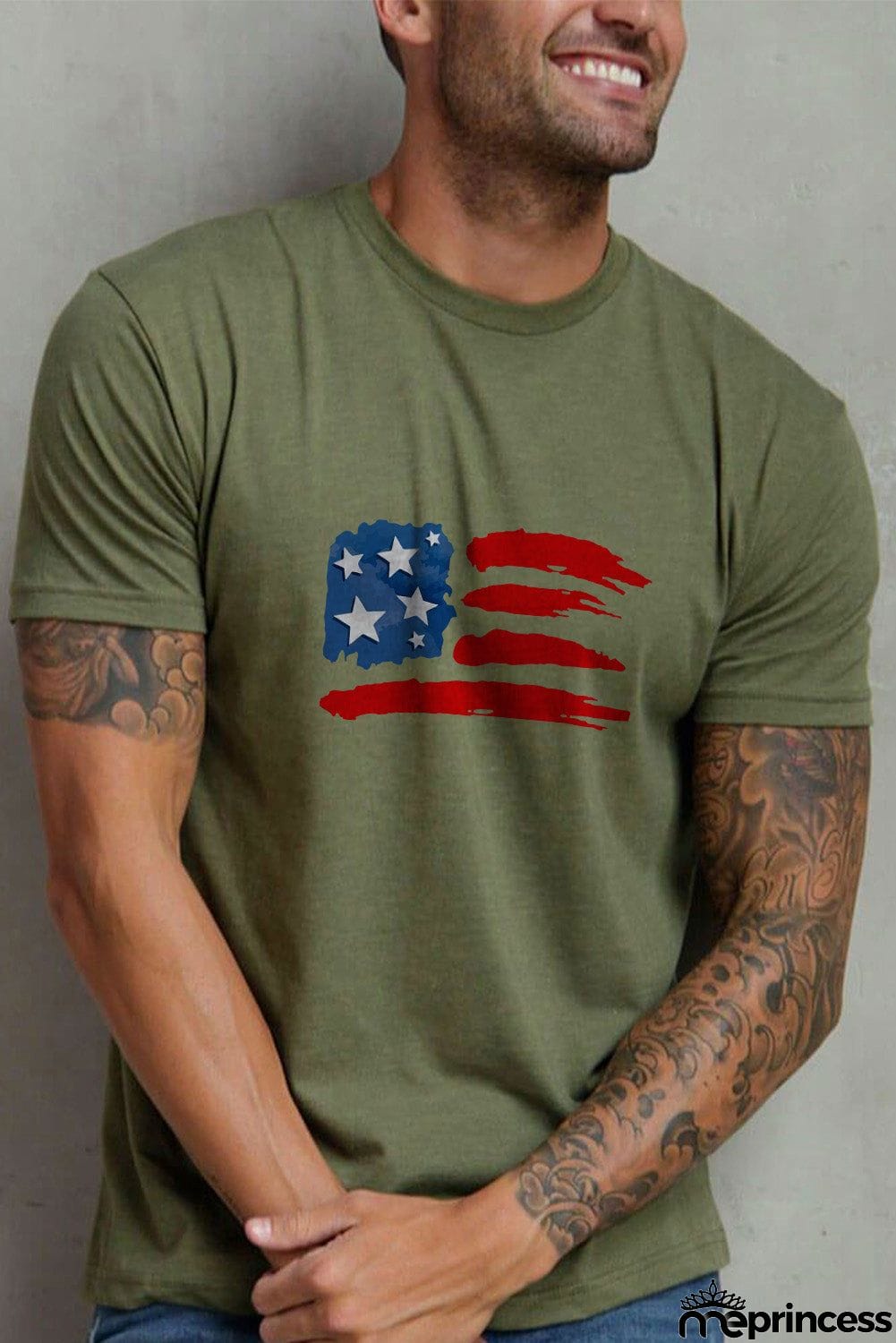 USA Flag Print Men's Tee