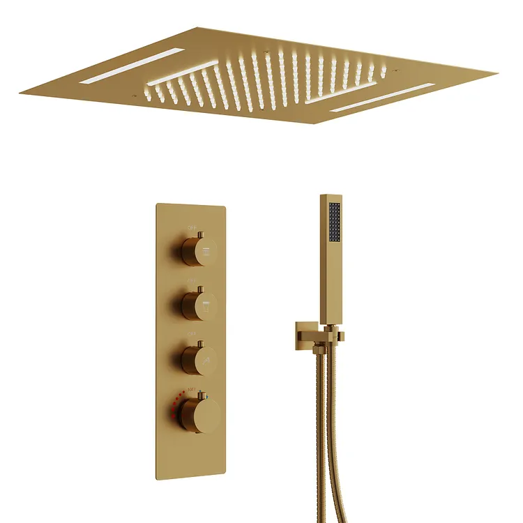 EVERSTEIN Thermostatic Dual Heads Smart Shower System  in Brushed Gold SFS-1024-GD