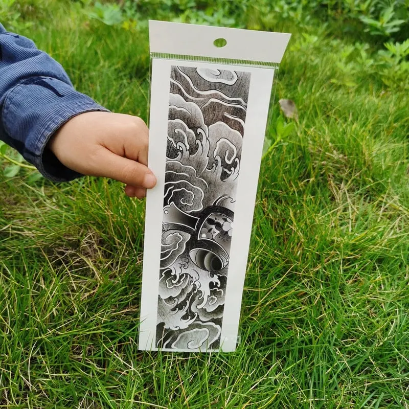 Waterproof Flower Arm Temporary Tattoo Sticker Chinese Wind Arm Ring Wave Art Dec Fake Tattoo Men Women Foot Ring Tattoo Sticker