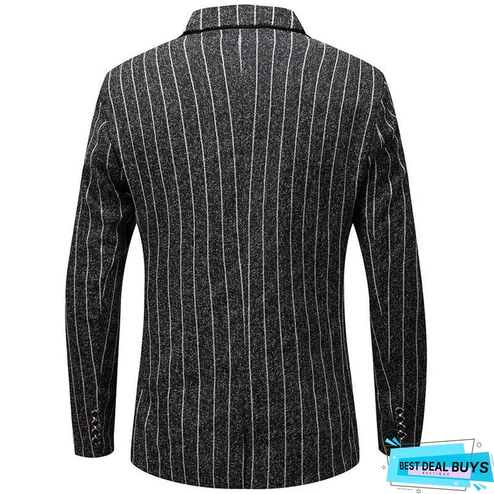 Men Jacket Blazers Stripe Suit Fashion Man Groom Business Causal Formal Blazer Jackets