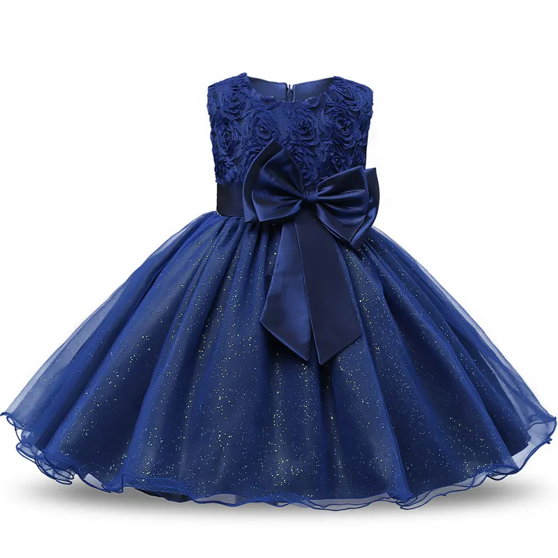 Uveng 2021 Infant Baby Girls Flower Dresses Christening Gowns Newborn Babies Baptism Clothes Princess tutu Birthday White Bow Dress