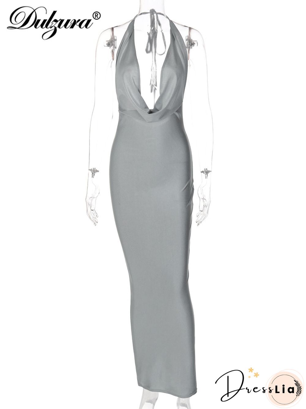 Chic Bling Women Evening Halter Maxi Dress Pile Collar Backless Bodycon Sexy Party Elegant Club Birthday Festival Outfit