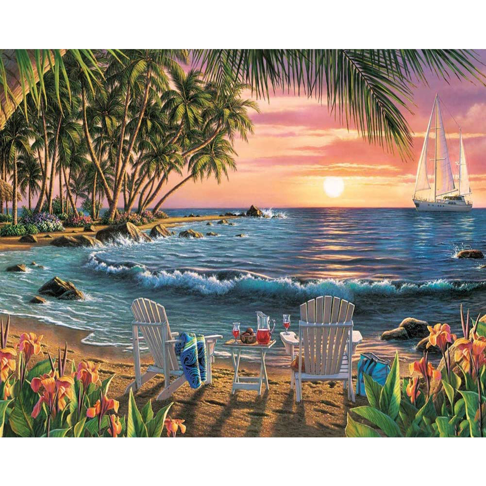 Seaside Beach-Paint by Numbers-50x40cm